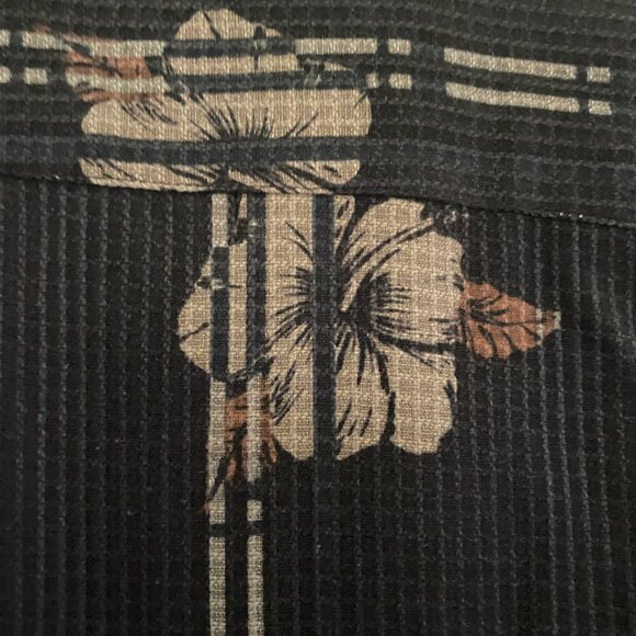 NEW Portofino Button Down Hibiscus Flower Hawaii Aloha Waffle Linen Shirt L - Picture 4 of 4